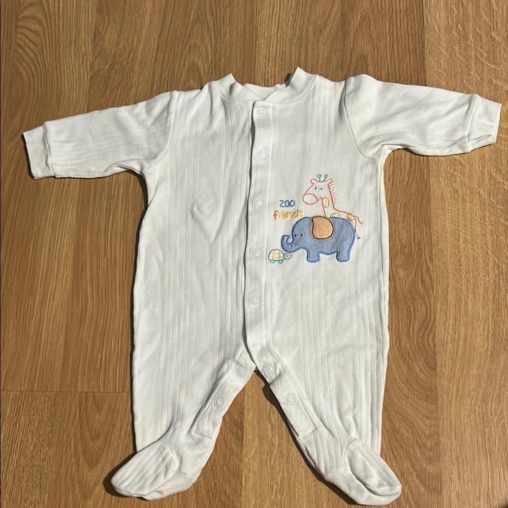 Carter's White and Blue Footies with Elephant Design